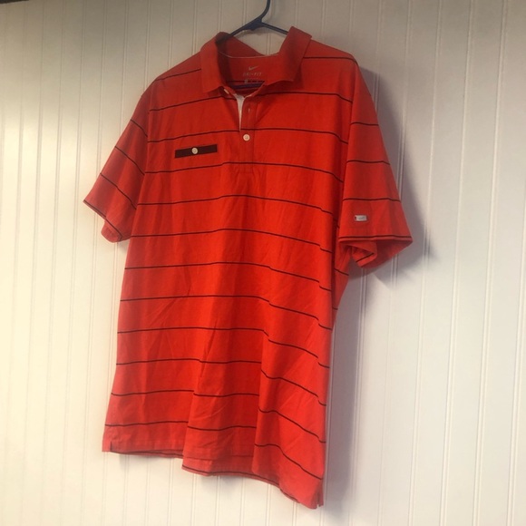 Nike Dri-FIT Red Striped Short Sleeve Polo XL - Picture 3 of 4
